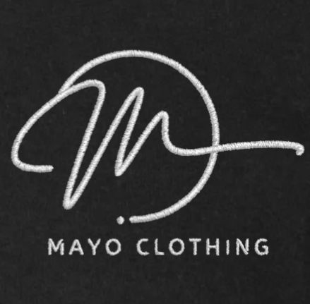 Mayo Clothing logo on a black background