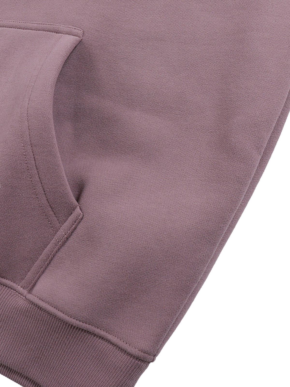 Close-up of a purple sweatshirt sleeve on a white background
