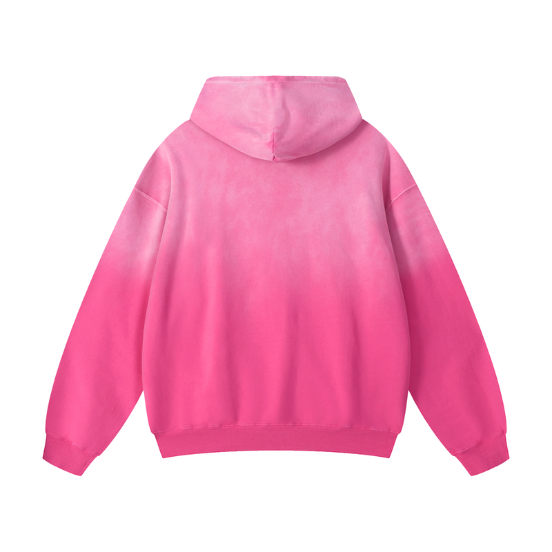 Pink hoodie with a gradient effect on a white background