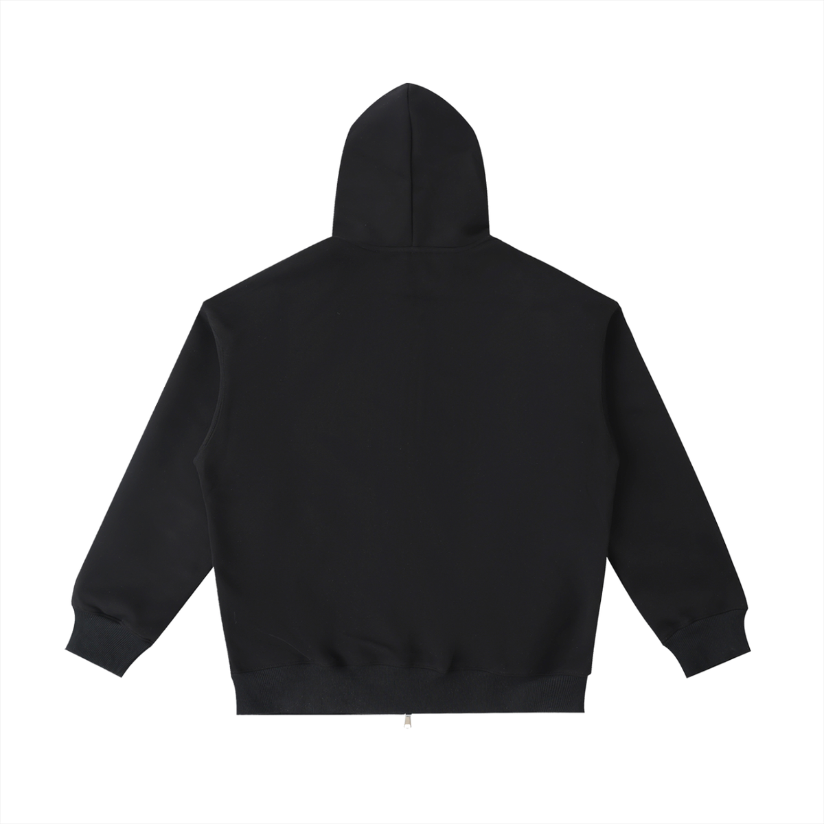Black hoodie shown from the back on a white background