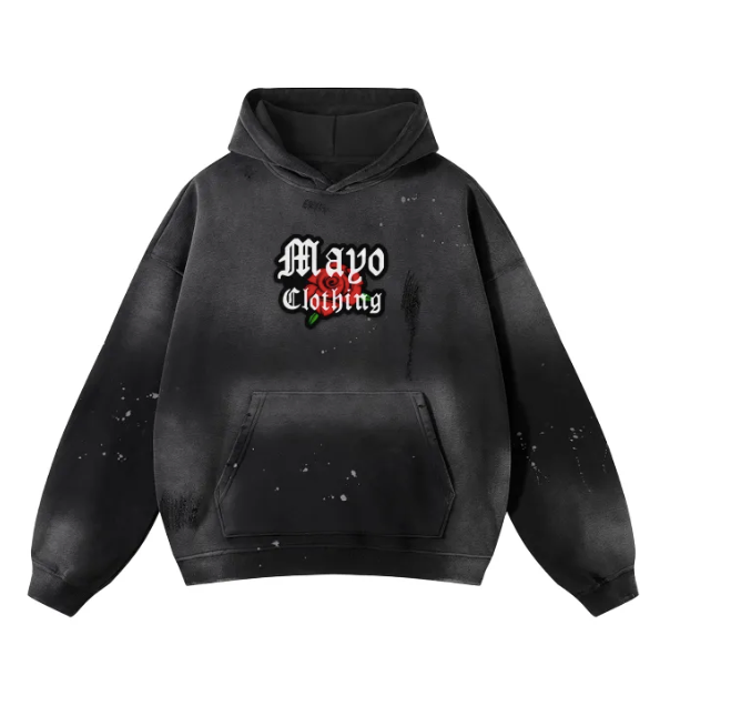 MC ROSE FRAYED HOODIE