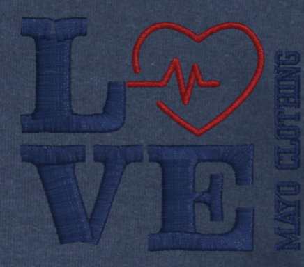 Mayo Clothing Love with the O has a heartbeat embroidery 