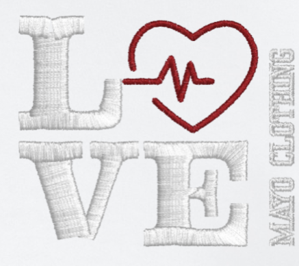 Mayo Clothing Love with the O has a heartbeat embroidery 